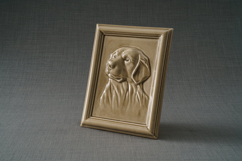 Labrador Urna per Ceneri Animali - Grigio Beige | Ceramica | Artigianale