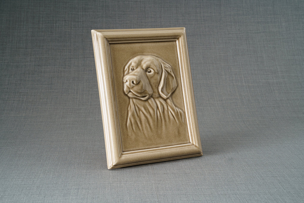 Labrador Urna per Ceneri Animali - Grigio Beige | Ceramica | Artigianale