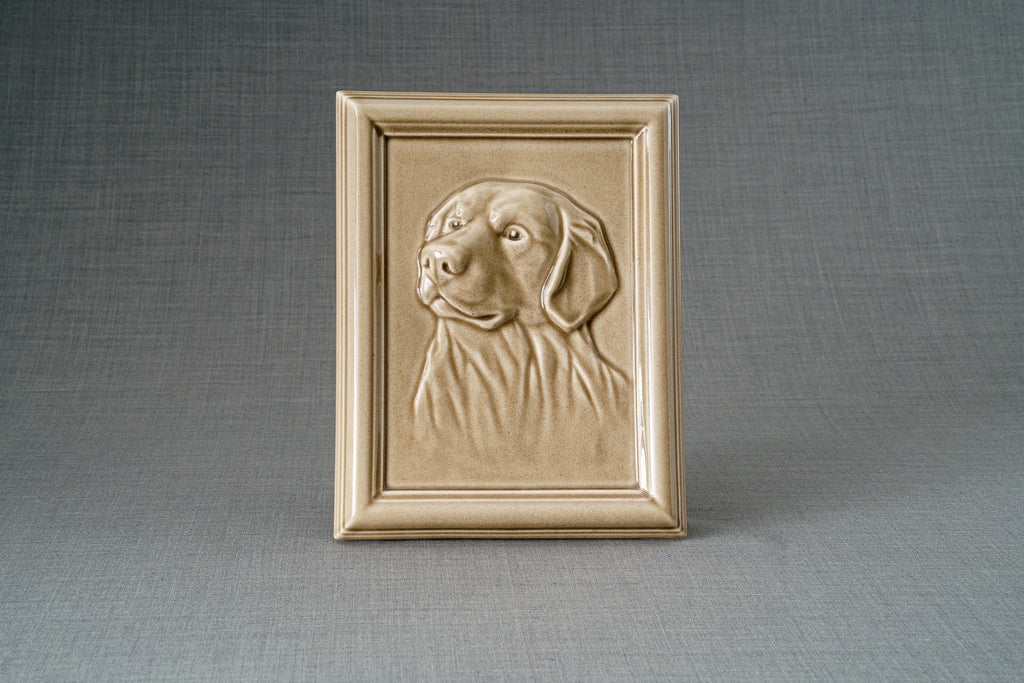 Labrador Urna per Ceneri Animali - Grigio Beige | Ceramica | Artigianale