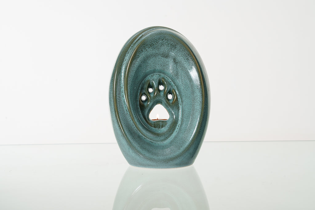 Paw Urna per Cani di grande taglia - Verde Olio Melange | Ceramica | Artigianale