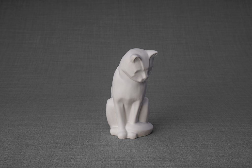 Mini Urna per Ceneri Animali Neko - Bianco Opaco | Ceramica | Artigianale