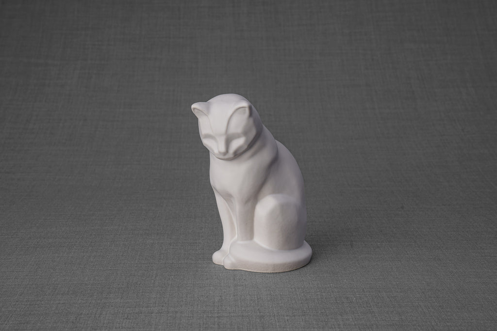 Mini Urna per Ceneri Animali Neko - Bianco Opaco | Ceramica | Artigianale