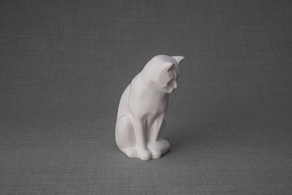 Mini Urna per Ceneri Animali Neko - Bianco Opaco | Ceramica | Artigianale