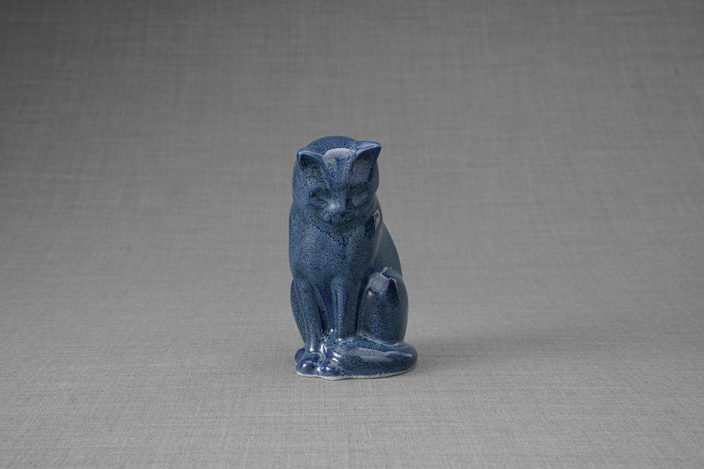 Mini Urna per Ceneri Animali Neko - Blu Melange | Ceramica | Artigianale