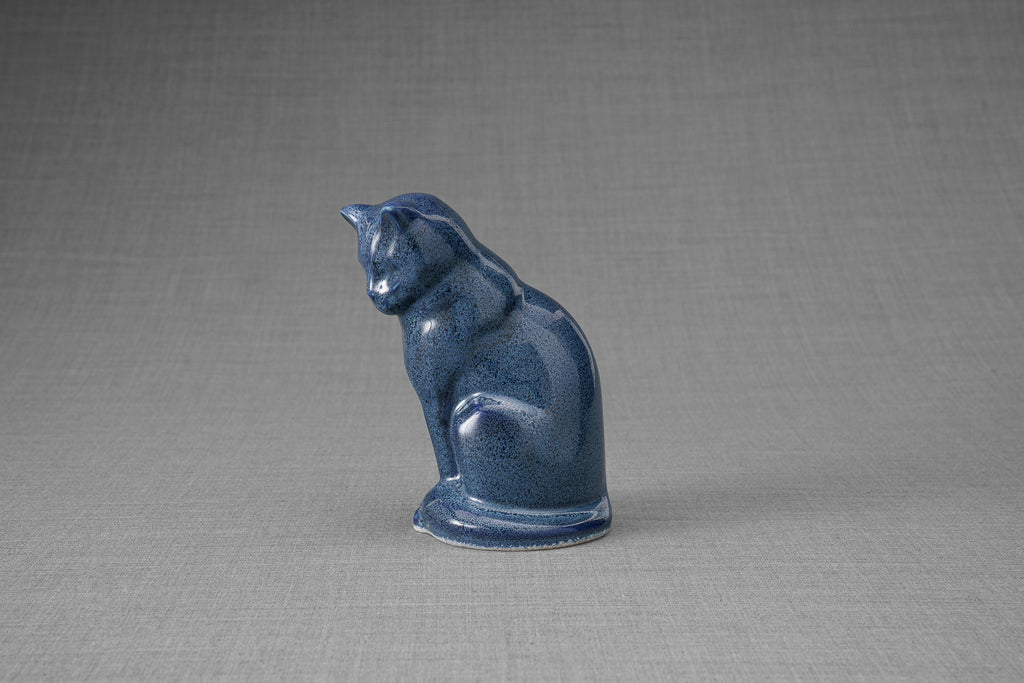 Mini Urna per Ceneri Animali Neko - Blu Melange | Ceramica | Artigianale