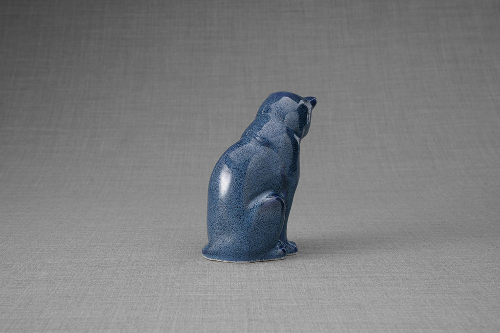 Mini Urna per Ceneri Animali Neko - Blu Melange | Ceramica | Artigianale