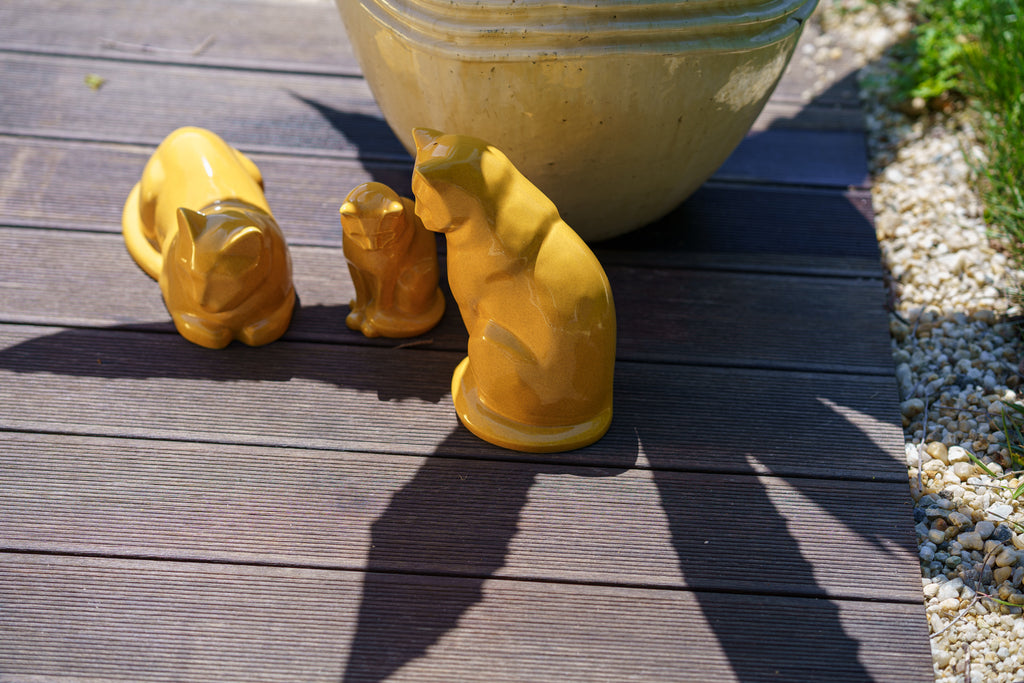 Mini Urna per Ceneri Animali Neko - Giallo Ambra | Ceramica | Artigianale