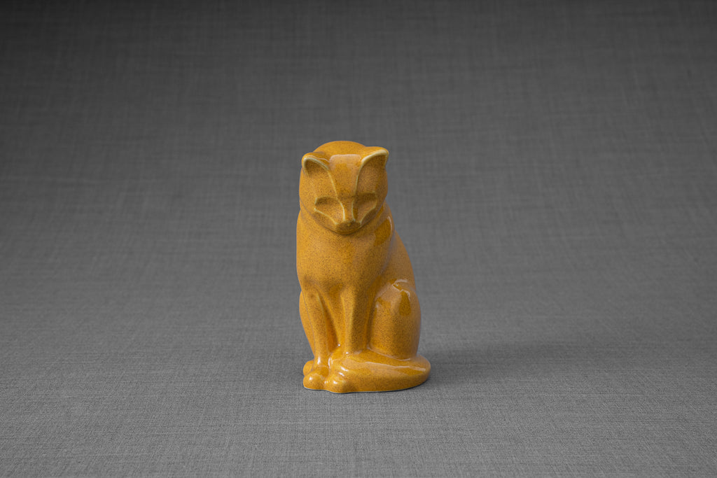 Mini Urna per Ceneri Animali Neko - Giallo Ambra | Ceramica | Artigianale