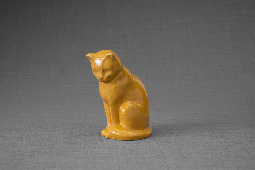 Mini Urna per Ceneri Animali Neko - Giallo Ambra | Ceramica | Artigianale