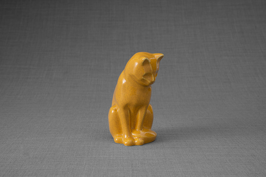 Mini Urna per Ceneri Animali Neko - Giallo Ambra | Ceramica | Artigianale