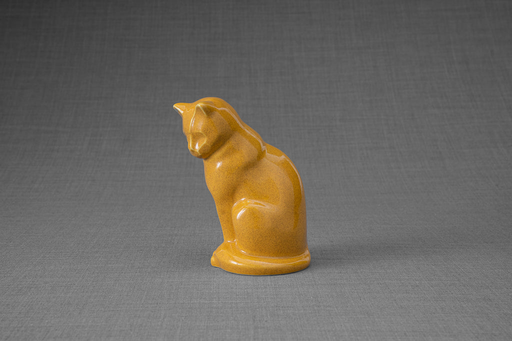 Mini Urna per Ceneri Animali Neko - Giallo Ambra | Ceramica | Artigianale