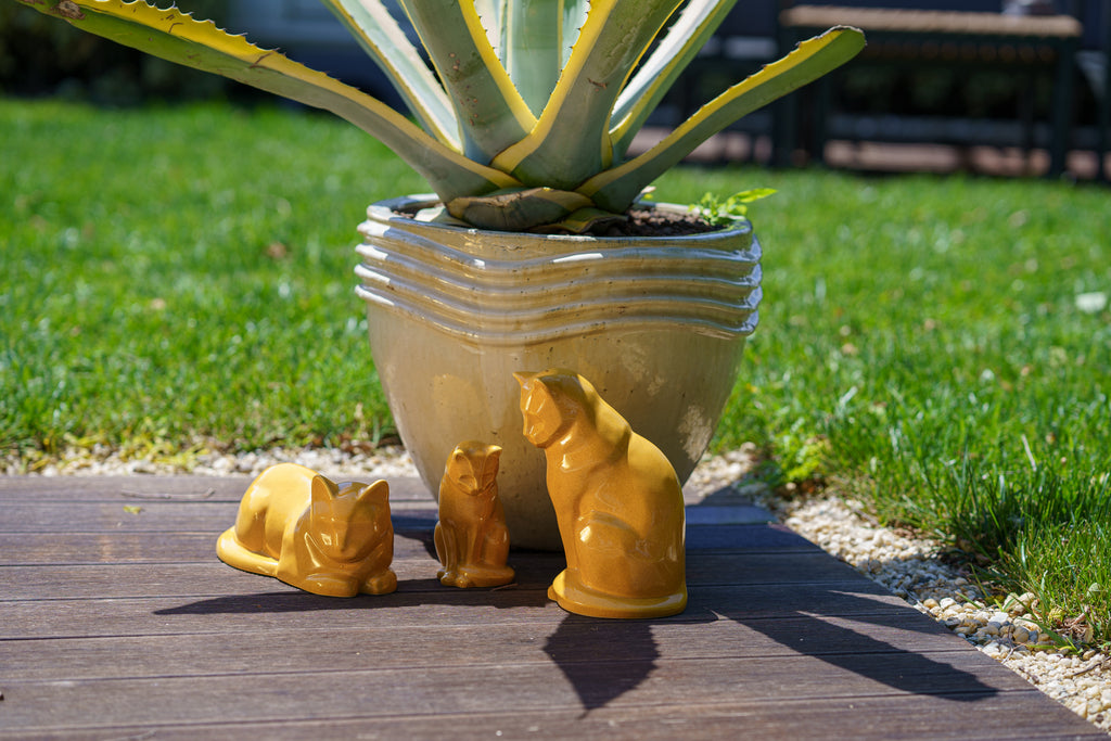 Mini Urna per Ceneri Animali Neko - Giallo Ambra | Ceramica | Artigianale