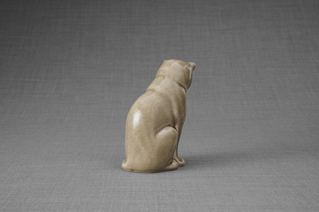 Mini Urna per Ceneri Animali Neko - Grigio Beige | Ceramica | Artigianale