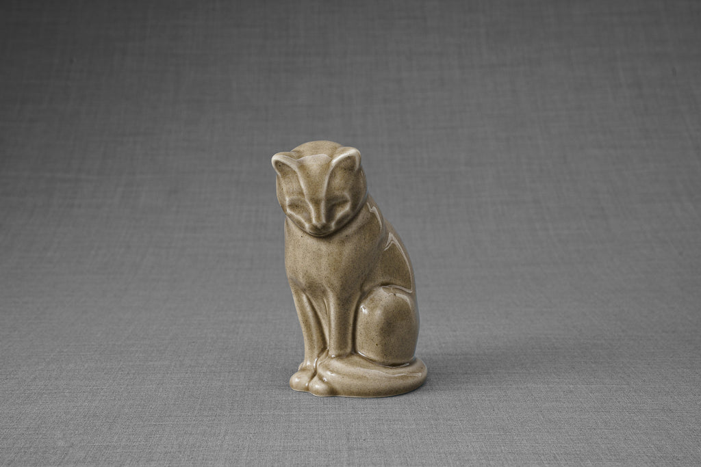 Mini Urna per Ceneri Animali Neko - Grigio Beige | Ceramica | Artigianale