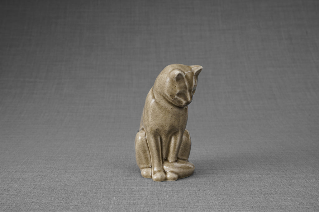 Mini Urna per Ceneri Animali Neko - Grigio Beige | Ceramica | Artigianale