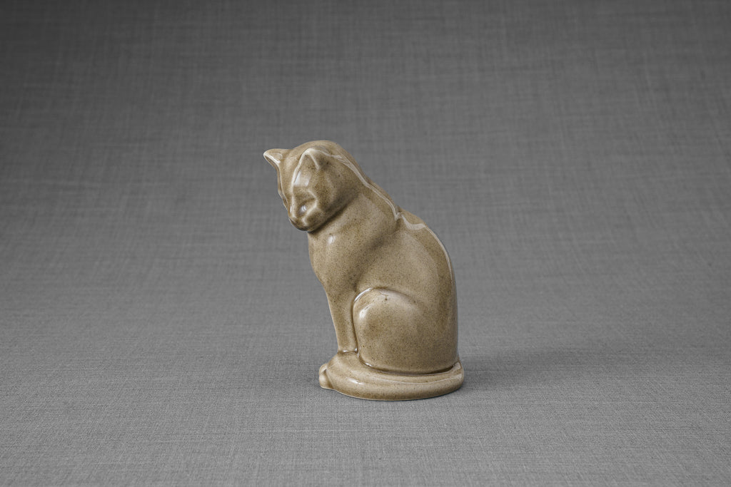 Mini Urna per Ceneri Animali Neko - Grigio Beige | Ceramica | Artigianale