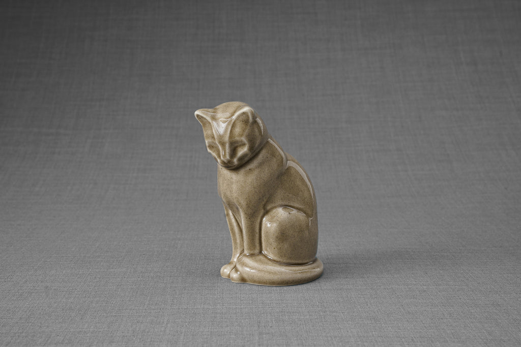 Mini Urna per Ceneri Animali Neko - Grigio Beige | Ceramica | Artigianale