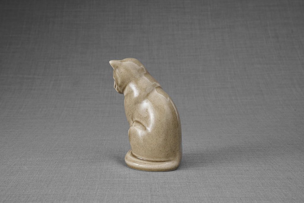 Mini Urna per Ceneri Animali Neko - Grigio Beige | Ceramica | Artigianale