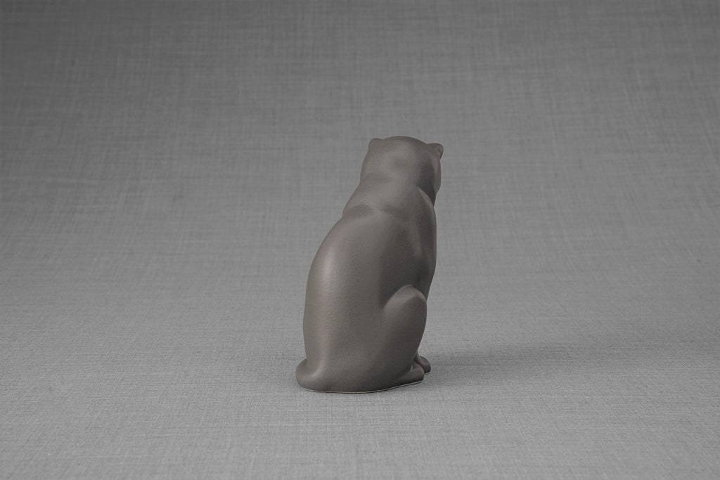 Mini Urna per Ceneri Animali Neko - Grigio Opaco | Ceramica | Artigianale