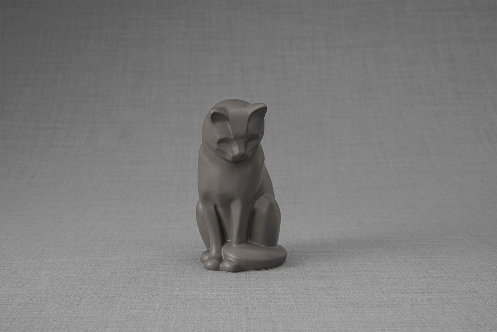 Mini Urna per Ceneri Animali Neko - Grigio Opaco | Ceramica | Artigianale