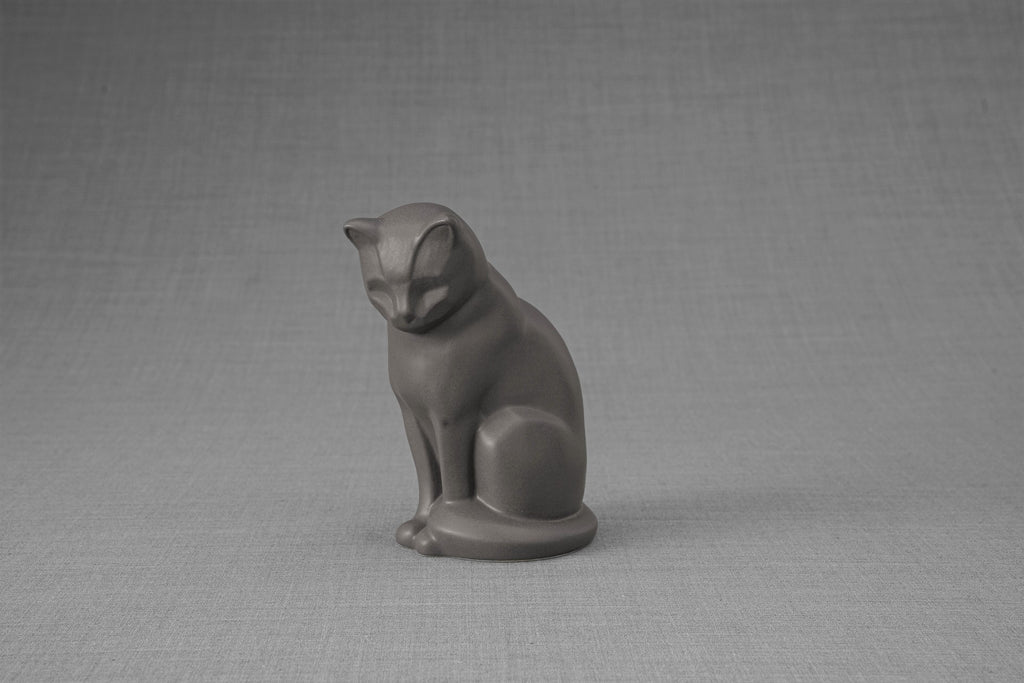 Mini Urna per Ceneri Animali Neko - Grigio Opaco | Ceramica | Artigianale