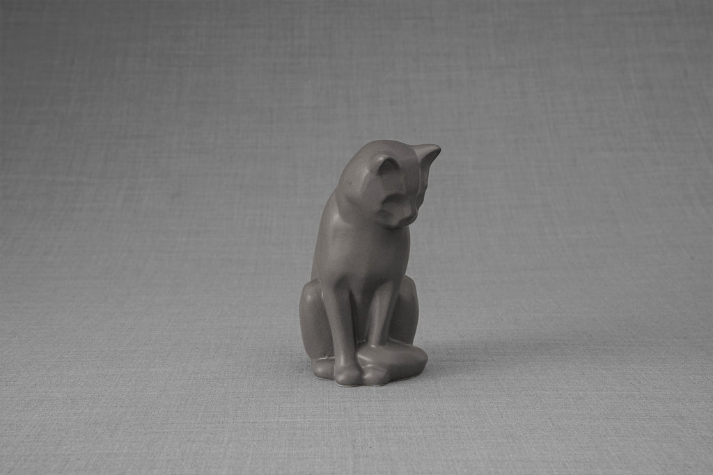 Mini Urna per Ceneri Animali Neko - Grigio Opaco | Ceramica | Artigianale