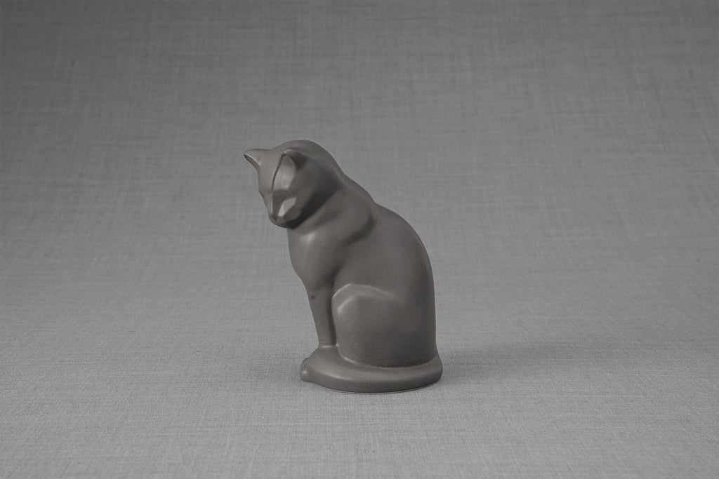 Mini Urna per Ceneri Animali Neko - Grigio Opaco | Ceramica | Artigianale