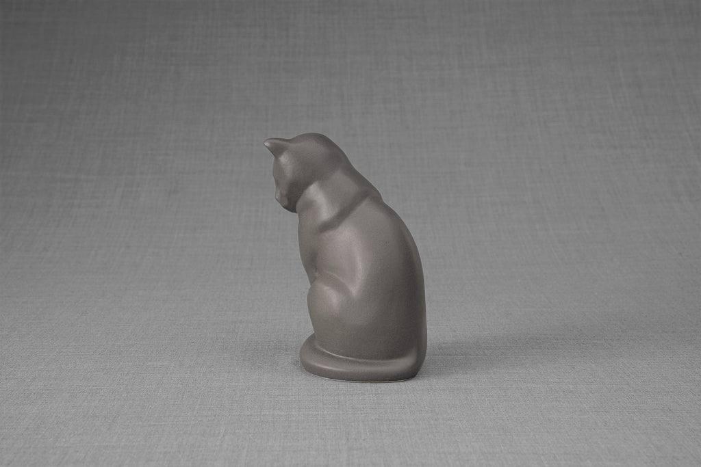 Mini Urna per Ceneri Animali Neko - Grigio Opaco | Ceramica | Artigianale