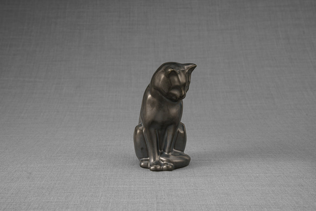 Mini Urna per Ceneri Animali Neko - Opaco Scuro | Ceramica | Artigianale