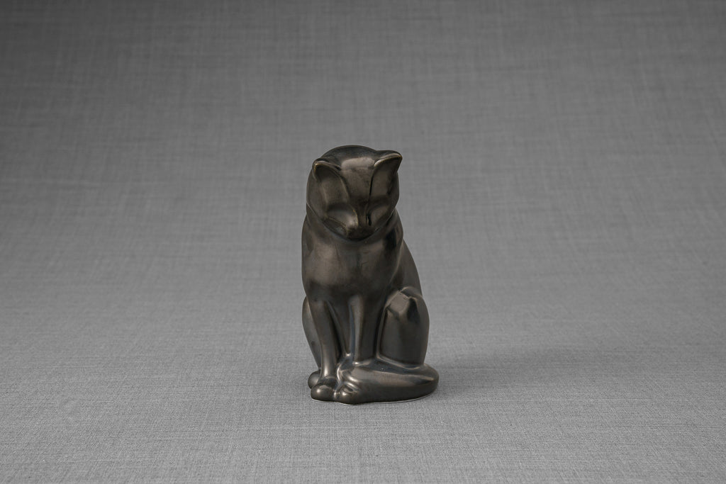 Mini Urna per Ceneri Animali Neko - Opaco Scuro | Ceramica | Artigianale