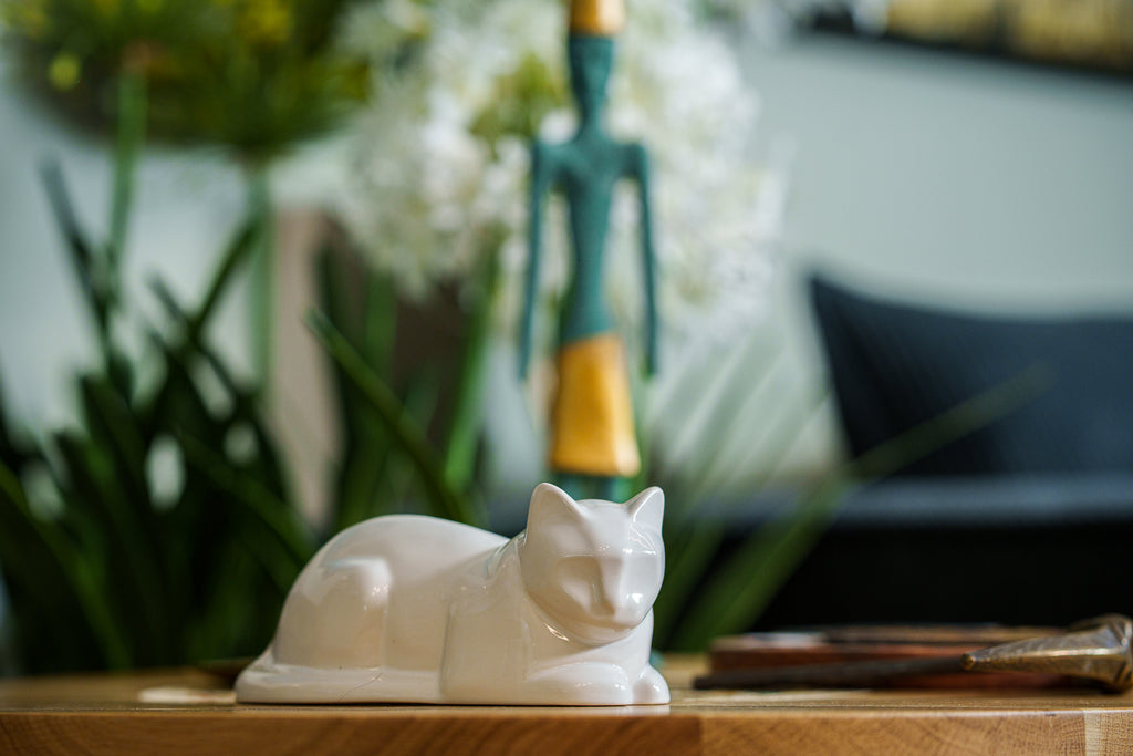 Mini Urna per Gatti - Bianco Opaco | Ceramica | Artigianale