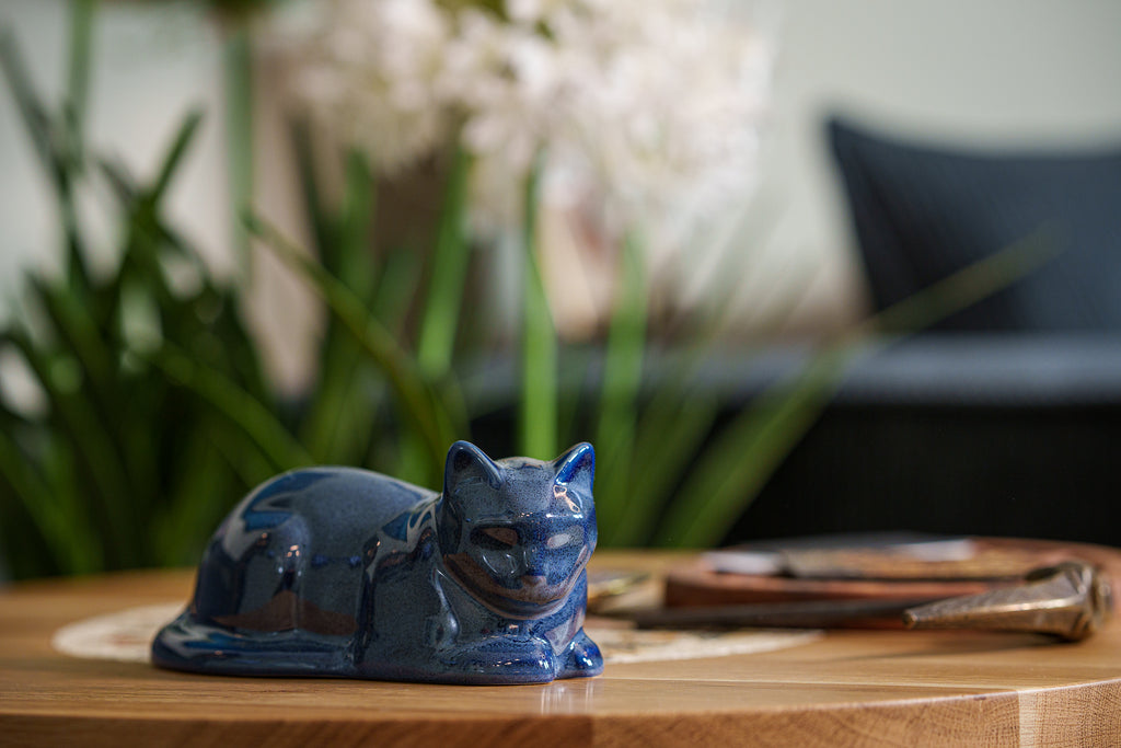 Mini Urna per Gatti - Blu Melange | Ceramica | Artigianale