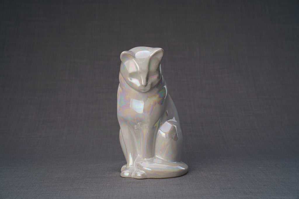 Neko Urna per Ceneri Animali - Bianco Perla | Ceramica | Artigianale