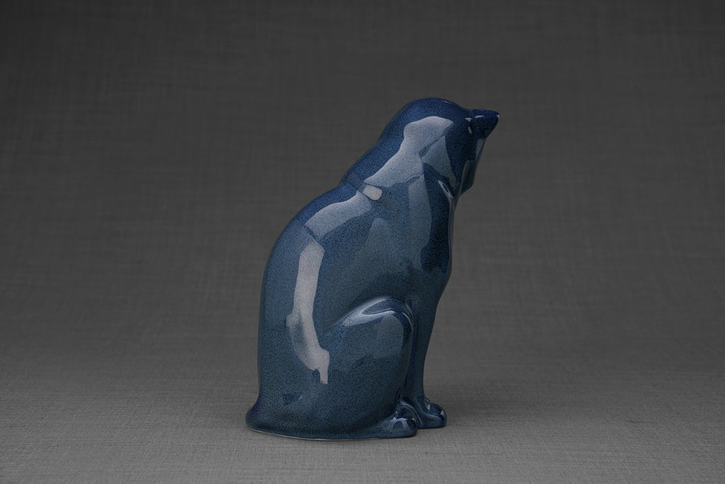 Neko Urna per Ceneri Animali - Blu Melange | Ceramica | Artigianale