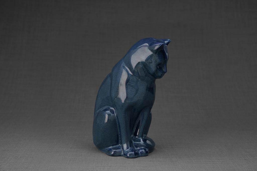 Neko Urna per Ceneri Animali - Blu Melange | Ceramica | Artigianale