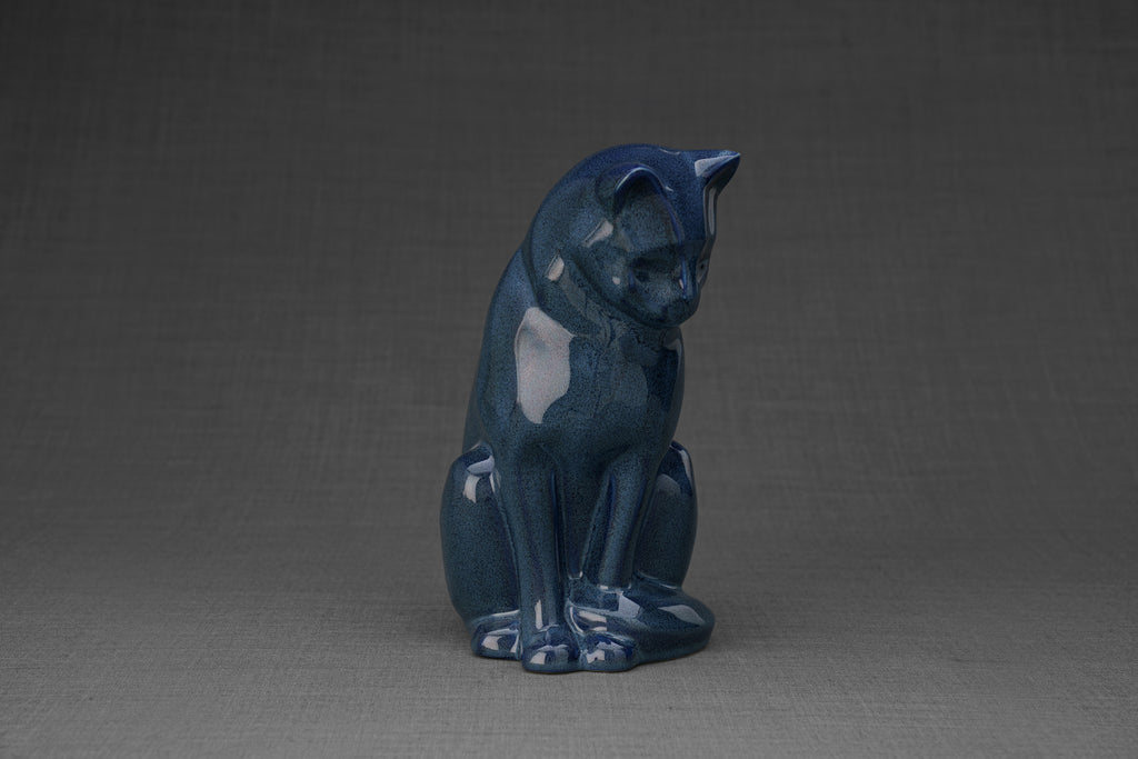 Neko Urna per Ceneri Animali - Blu Melange | Ceramica | Artigianale