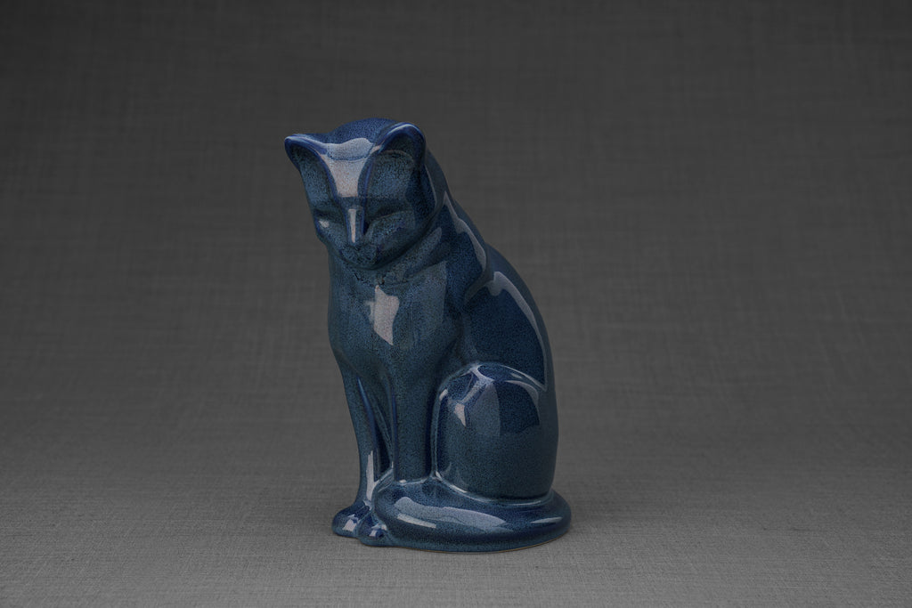 Neko Urna per Ceneri Animali - Blu Melange | Ceramica | Artigianale