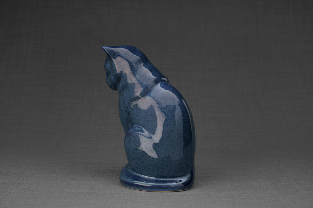 Neko Urna per Ceneri Animali - Blu Melange | Ceramica | Artigianale