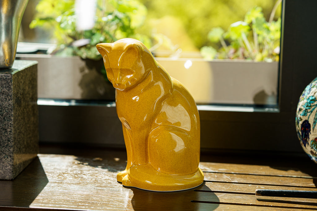 Neko Urna per Ceneri Animali - Giallo Ambra | Ceramica | Artigianale