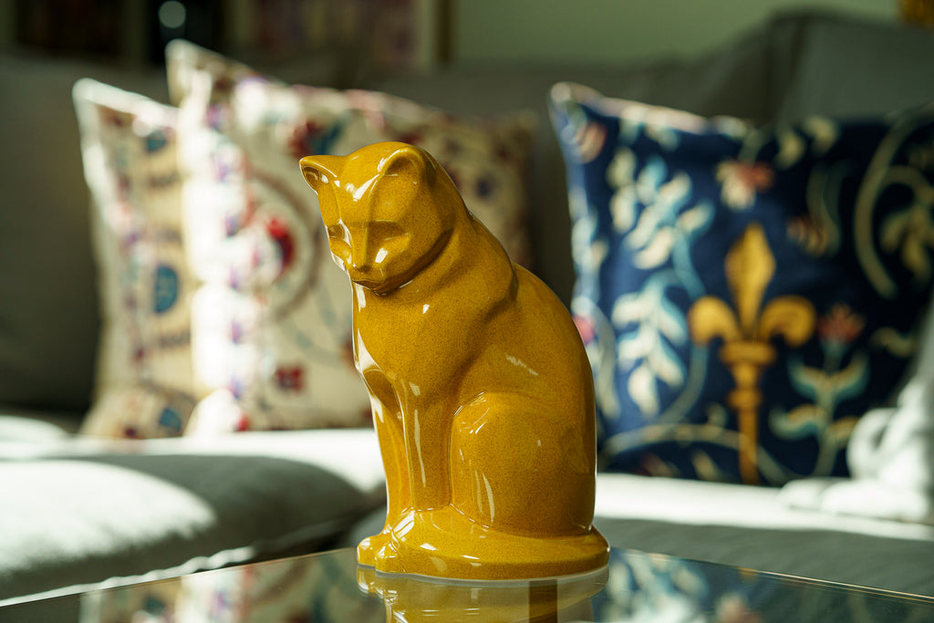 Neko Urna per Ceneri Animali - Giallo Ambra | Ceramica | Artigianale