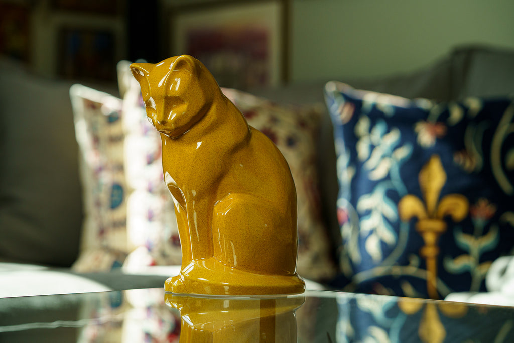 Neko Urna per Ceneri Animali - Giallo Ambra | Ceramica | Artigianale