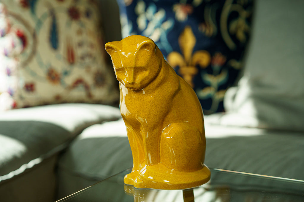 Neko Urna per Ceneri Animali - Giallo Ambra | Ceramica | Artigianale