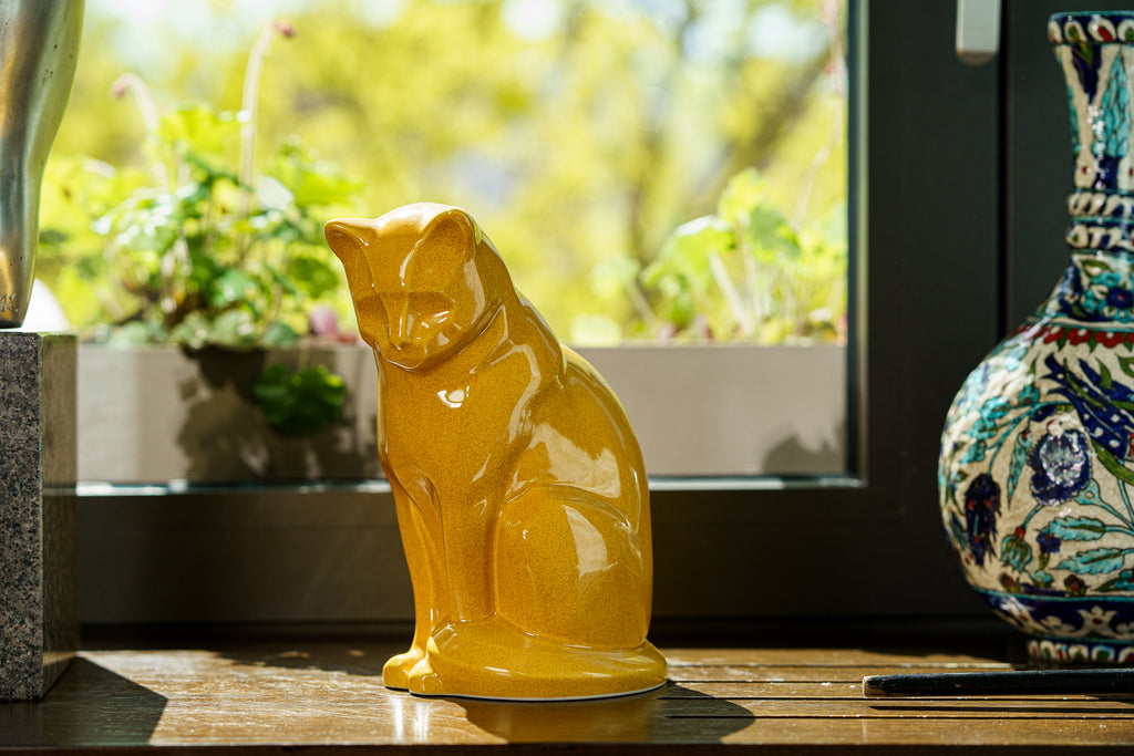 Neko Urna per Ceneri Animali - Giallo Ambra | Ceramica | Artigianale