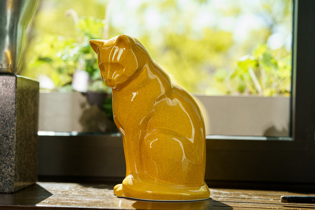 Neko Urna per Ceneri Animali - Giallo Ambra | Ceramica | Artigianale