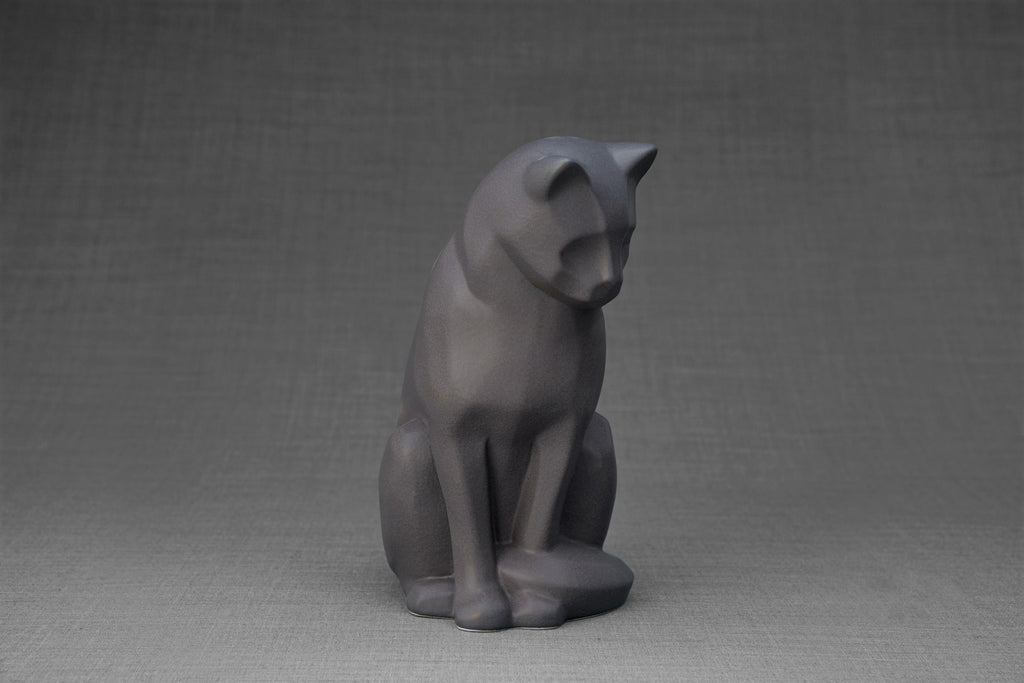 Neko Urna per Ceneri Animali - Grigio Opaco | Ceramica | Artigianale