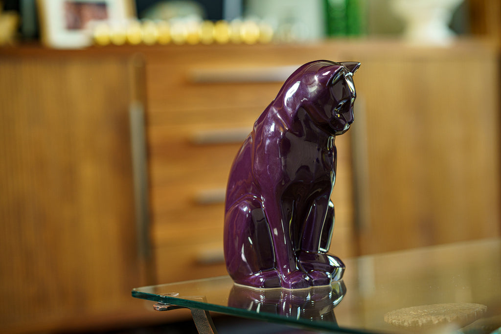 Neko Urna per Ceneri Animali - Violetto | Ceramica | Artigianale