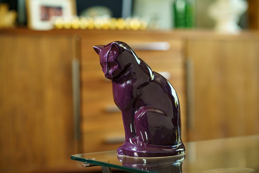 Neko Urna per Ceneri Animali - Violetto | Ceramica | Artigianale