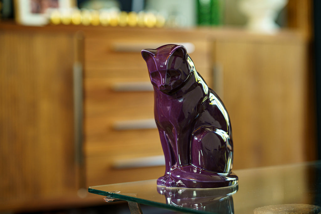 Neko Urna per Ceneri Animali - Violetto | Ceramica | Artigianale