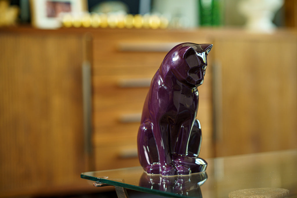 Neko Urna per Ceneri Animali - Violetto | Ceramica | Artigianale