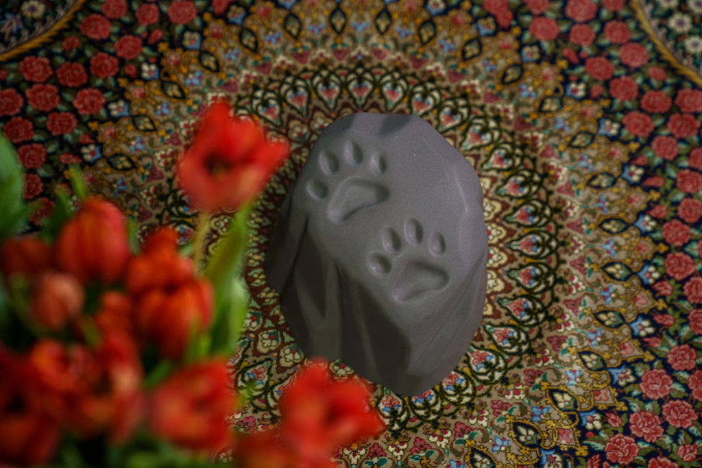 Paw Print Urna per Ceneri Animali - Grigio Opaco | Ceramica | Artigianale